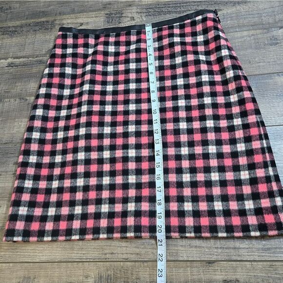 Talbots Pink Gray Black checked plaid skirt faux leather trim Valentines ❤️size8 - Picture 2 of 12